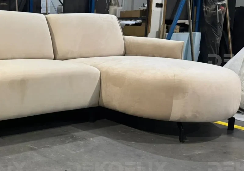 Canapé angle moderne velours beige - Suny