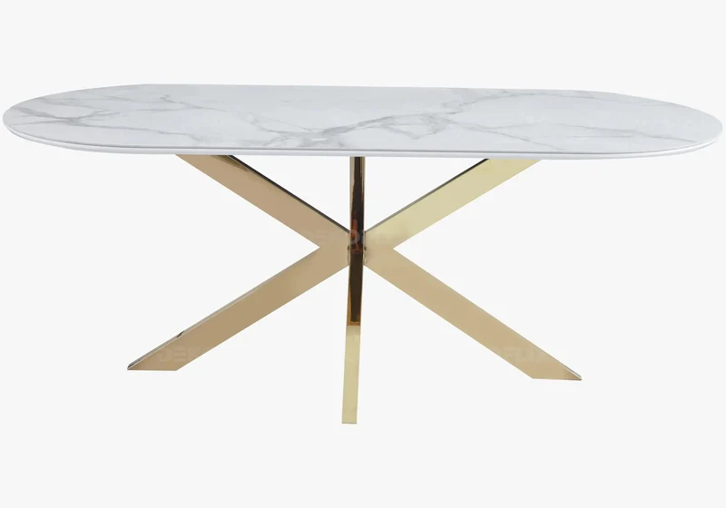 Table à manger noire céramique marbre blanc - Ruis