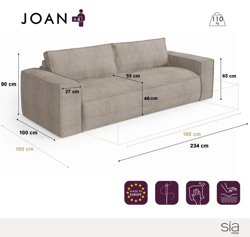 Canapé Convertible Joan Couchage 160 cm