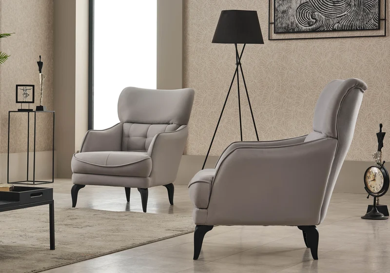 Canapé convertible capitonné velours gris perle – DELTA