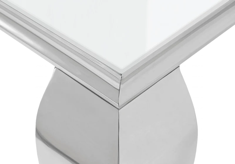 Bout de canapé design verre blanc argent - Neo