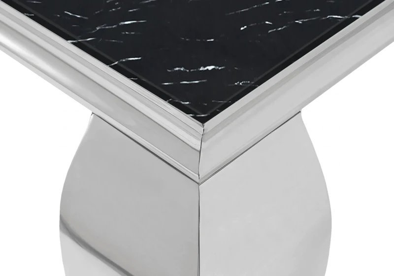Bout de canapé design marbre noir argent - Neo