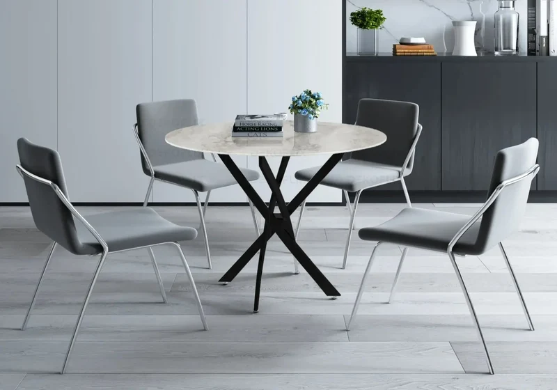 Table ronde noire marbre gris - Joy