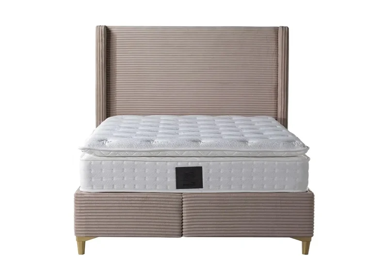 Lit coffre velours taupe - Hedi