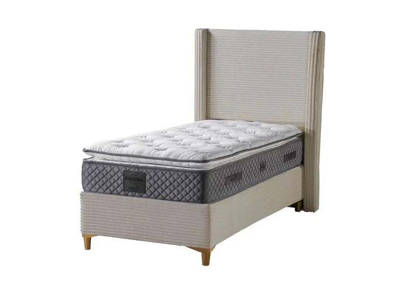 Lit coffre velours taupe - Hedi