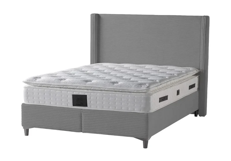Lit coffre velours taupe - Hedi