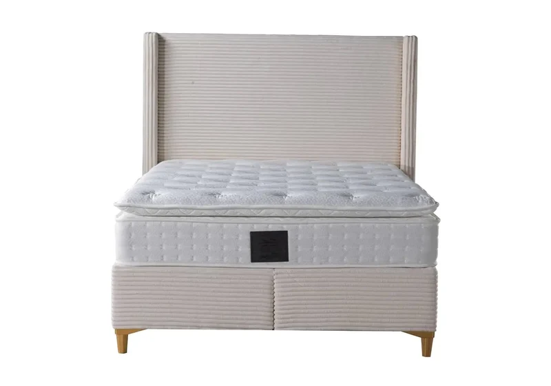 Lit coffre velours beige - Hedi