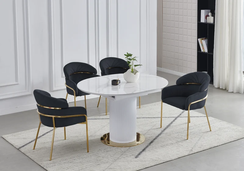 Chaises en velours noir et pieds dorés - Noam x4