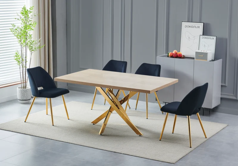Table à manger dorée bois chêne - Joy