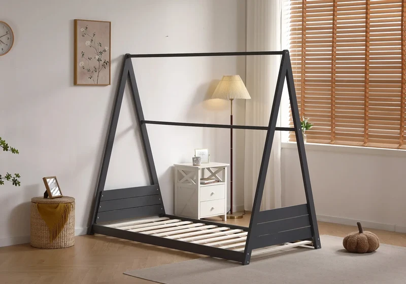 Lit cabane enfant bois gris - Joye