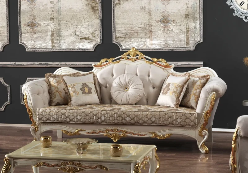 Ensemble canapé baroque beige VENUS