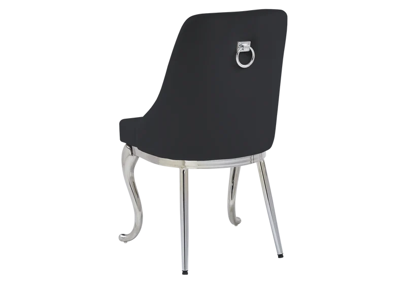 Chaises baroques velours noir anneau argenté - Nina x2