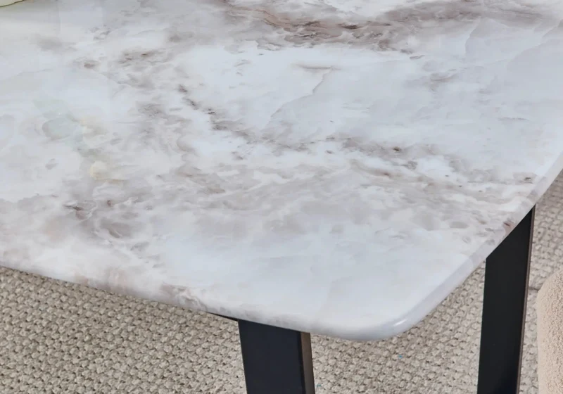 Table à manger noire marbre beige - Lyly