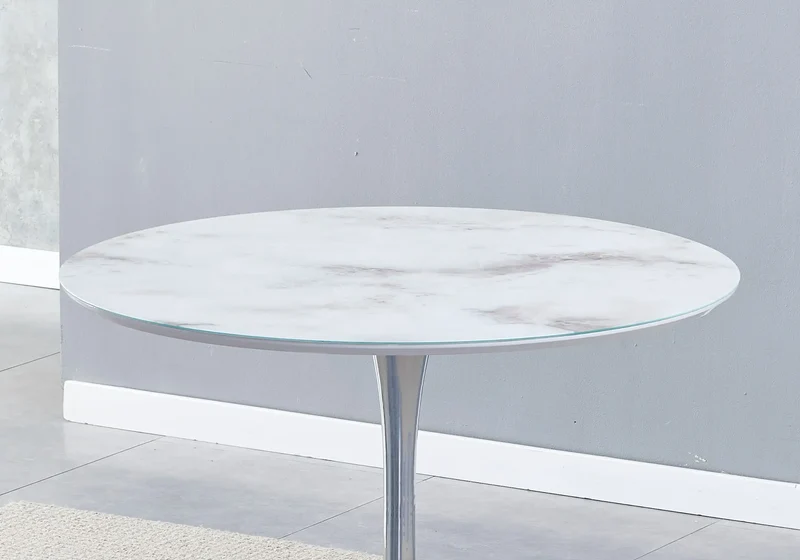 Table à manger ronde marbre blanc - Viola