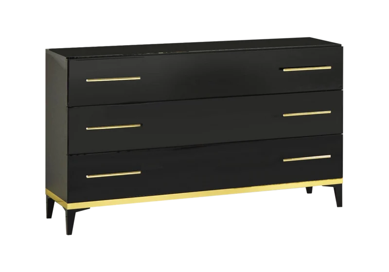 Chambre complète laquée noire et dorée - NOX