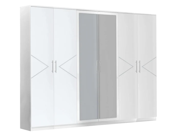 Chambre complète laquée blanche et argentée - NOX