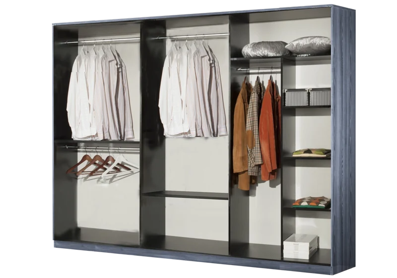 Chambre complète bois gris laqué design - ORION