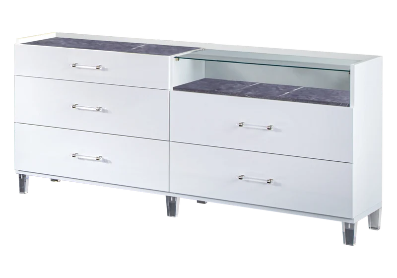 Chambre complète marbre gris capitonnée – CRISTAL