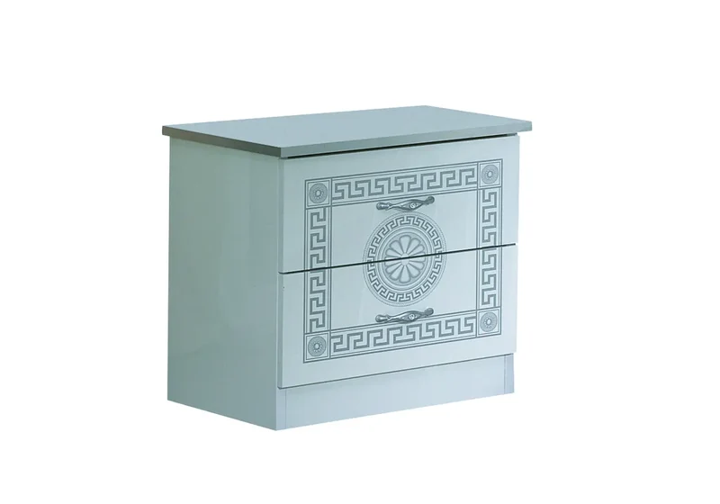 Chambre complète capitonnée laquée blanc argent ROBBY
