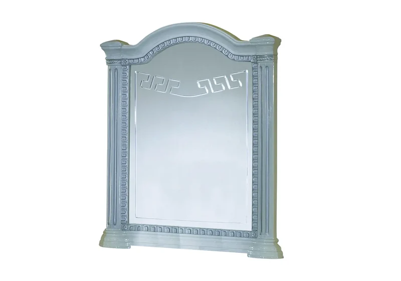 Chambre complète capitonnée laquée blanc argent ROBBY