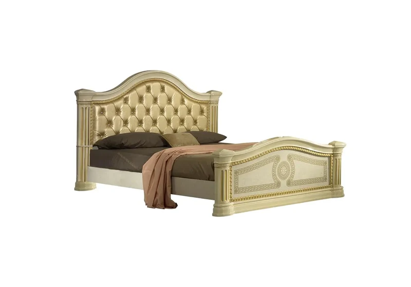 Chambre complète capitonnée laquée beige or ROBBY