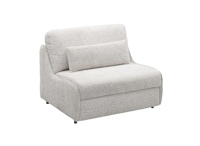 Canapé convertible express 1 place en tissu bouclette beige IMELDA
