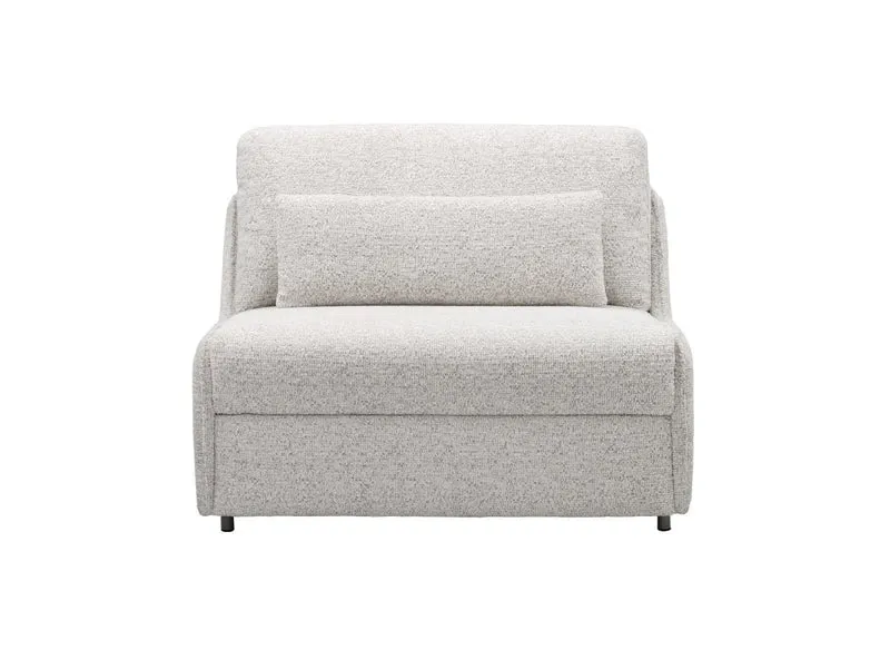 Canapé convertible express 1 place en tissu bouclette beige IMELDA