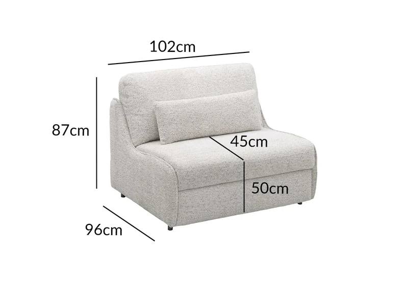 Canapé convertible express 1 place en tissu bouclette beige IMELDA