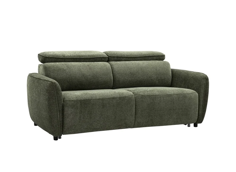 Canapé convertible express 3 places en tissu texturé vert - matelas 17 cm - JACINTHE