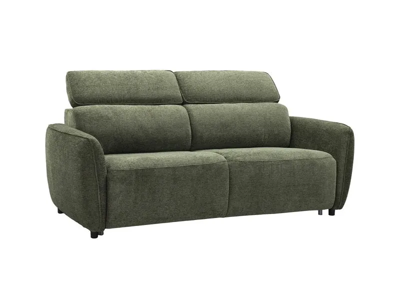 Canapé convertible express 3 places en tissu texturé vert - matelas 17 cm - JACINTHE