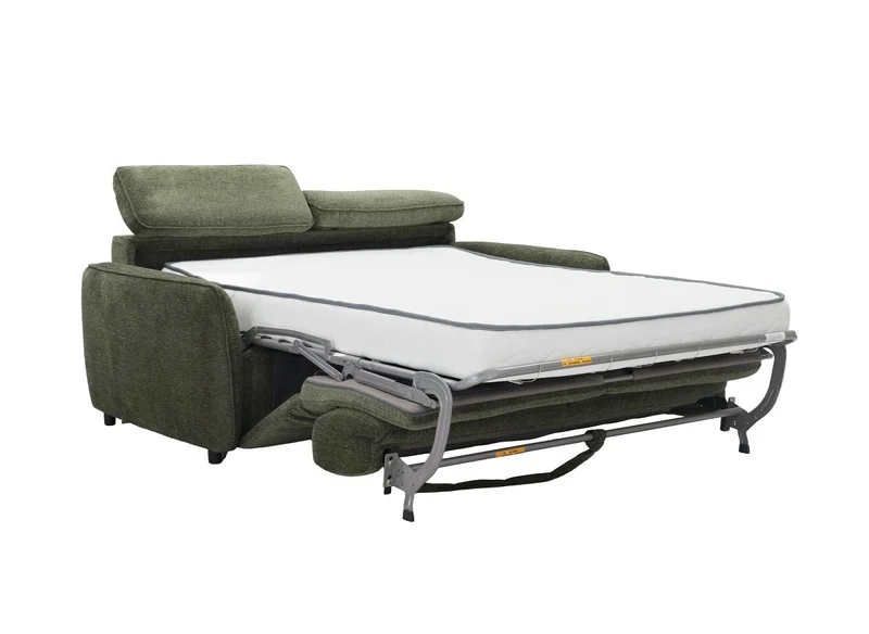 Canapé convertible express 3 places en tissu texturé vert - matelas 17 cm - JACINTHE
