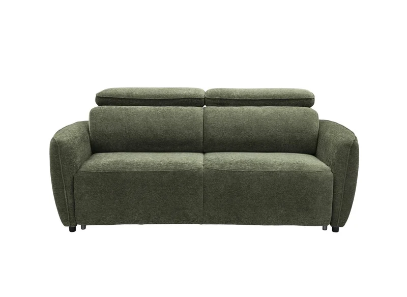 Canapé convertible express 3 places en tissu texturé vert - matelas 17 cm - JACINTHE
