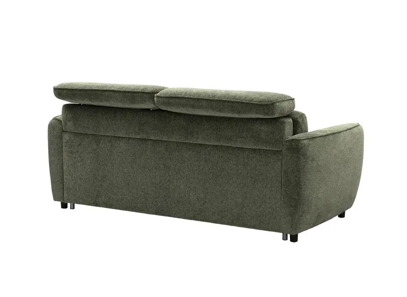 Canapé convertible express 3 places en tissu texturé vert - matelas 17 cm - JACINTHE