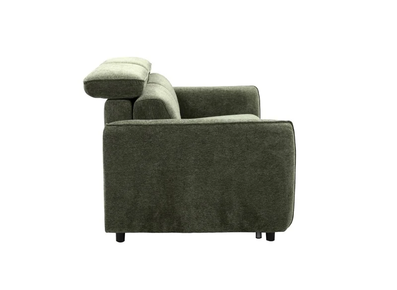 Canapé convertible express 3 places en tissu texturé vert - matelas 17 cm - JACINTHE