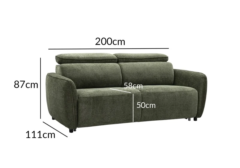 Canapé convertible express 3 places en tissu texturé vert - matelas 17 cm - JACINTHE