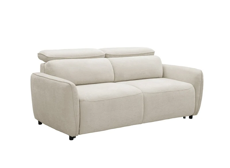 Canapé convertible express 3 places en tissu texturé beige - matelas 17 cm - JACINTHE