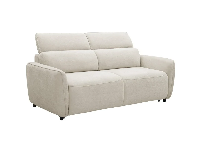 Canapé convertible express 3 places en tissu texturé beige - matelas 17 cm - JACINTHE