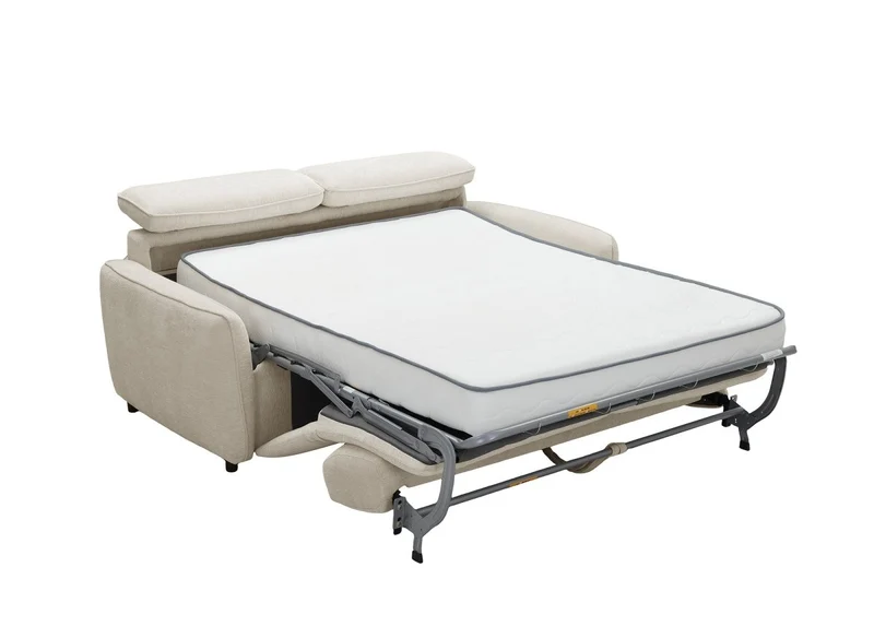 Canapé convertible express 3 places en tissu texturé beige - matelas 17 cm - JACINTHE
