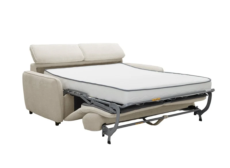 Canapé convertible express 3 places en tissu texturé beige - matelas 17 cm - JACINTHE