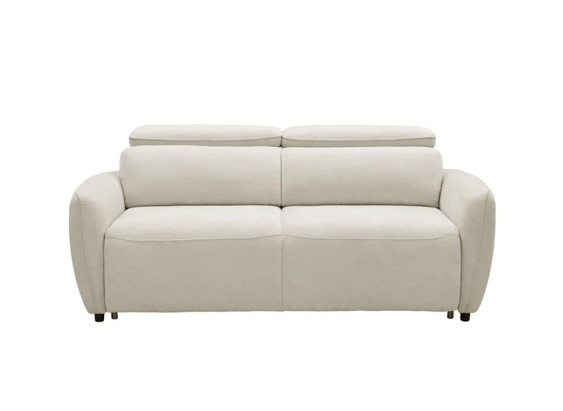 Canapé convertible express 3 places en tissu texturé beige - matelas 17 cm - JACINTHE