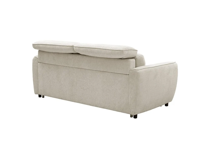 Canapé convertible express 3 places en tissu texturé beige - matelas 17 cm - JACINTHE