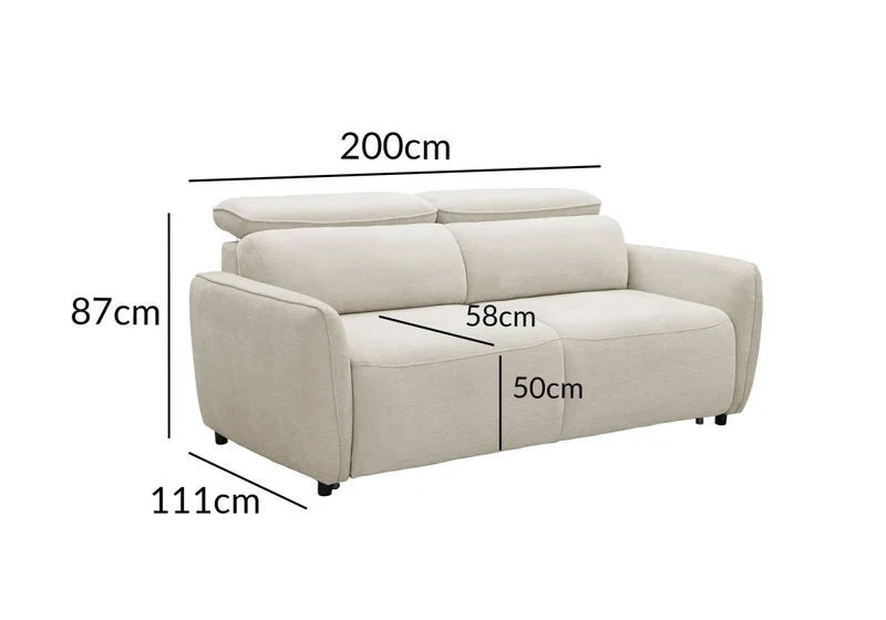 Canapé convertible express 3 places en tissu texturé beige - matelas 17 cm - JACINTHE