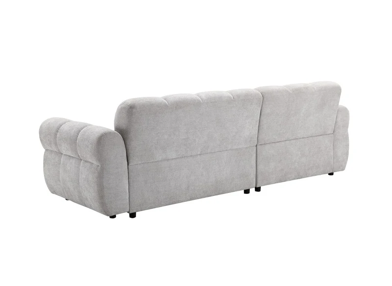 Canapé d'angle fixe en velours texturé gris clair JAROD - Angle gauche