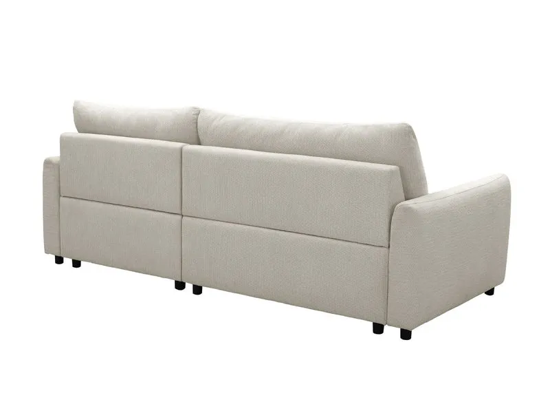 Canapé d'angle relax réversible avec coffre en tissu texturé beige KALINKA