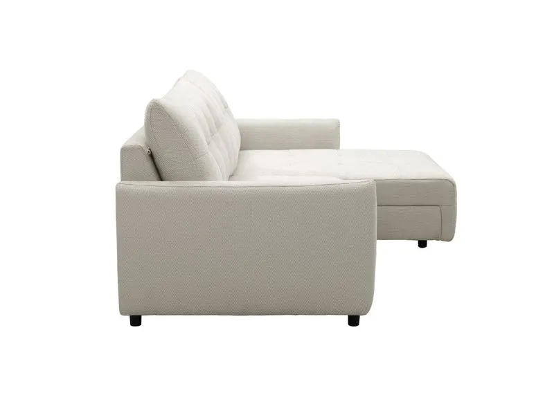 Canapé d'angle relax réversible avec coffre en tissu texturé beige KALINKA