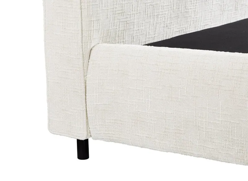Lit coffre en velours chiné beige 140x190cm MELO