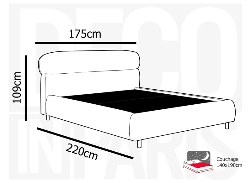 Lit coffre en velours chiné beige 140x190cm MELO
