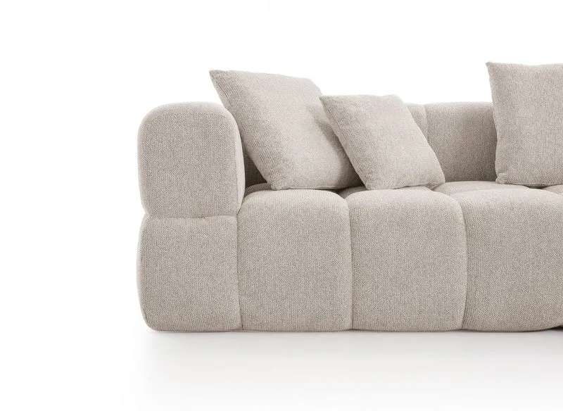 Canapé d'angle en velours texturé beige REBECCA