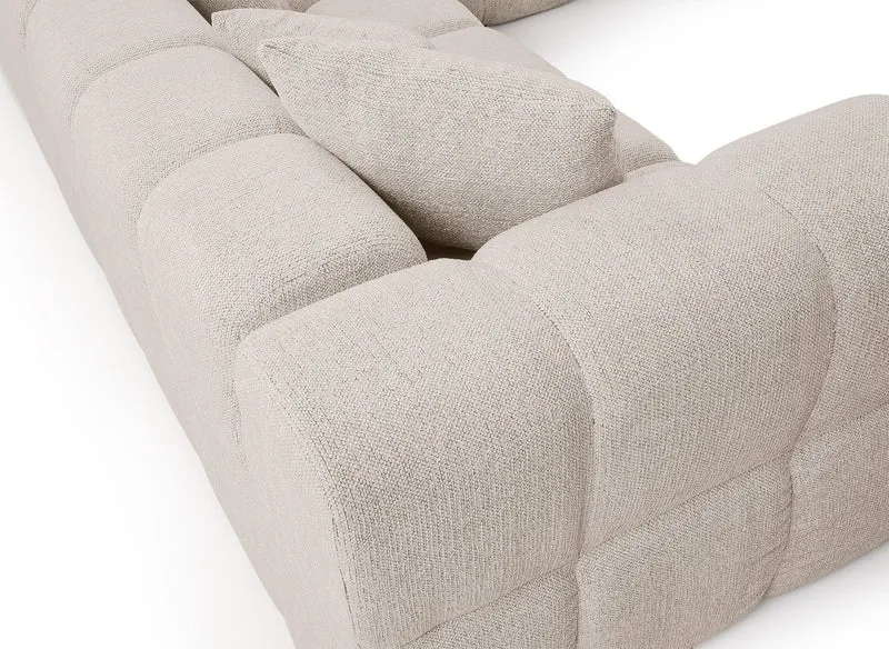 Canapé d'angle en velours texturé beige REBECCA