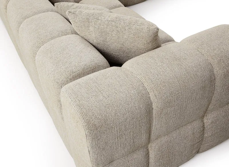Canapé d'angle en velours texturé taupe REBECCA